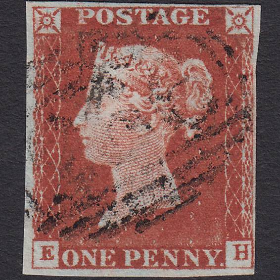 GB QV 1841 1d Red-brown Pl 58 SG8-B1(1) EH FU 4 Margins Dunstable 266