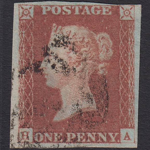 GB QV 1841 1d Red-brown (Plate 74) SG8-B1(1) HA FU 4 Margins