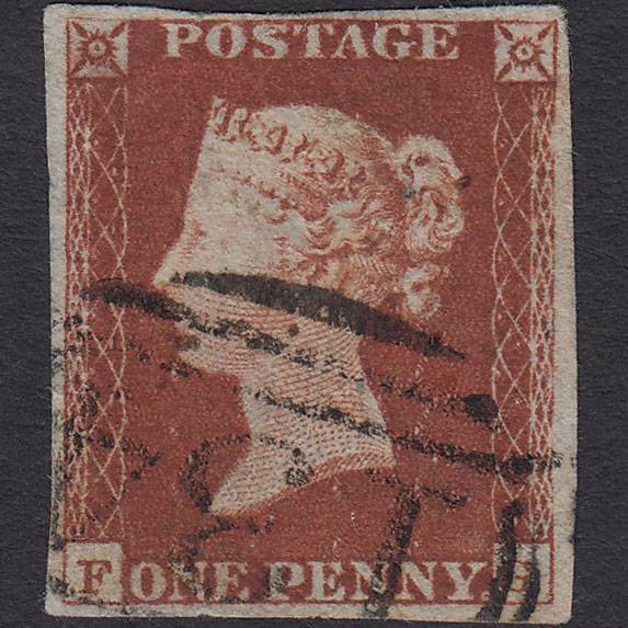 GB QV 1841 1d Deep Red-brown (Plate 57) SG10-B1(4) FG FU 4M Bristol 134