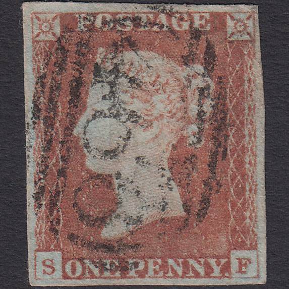 GB QV 1841 1d Red-brown Pl 70 SG8-B1(1) SF GU 4 Margins Liverpool 466