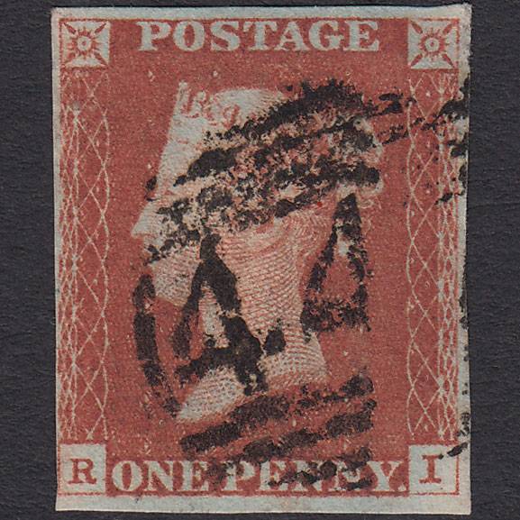 GB QV 1841 1d Red-brown (Plate 62) SG8-B1(1) RI GU 4 Margins