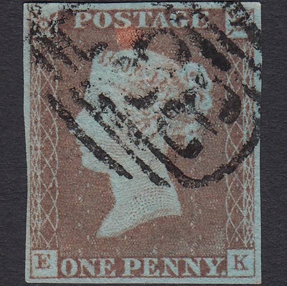 GB QV 1841 1d Very Blued (Plate 76) SG8a-B1(2) KB FU 4 Margins
