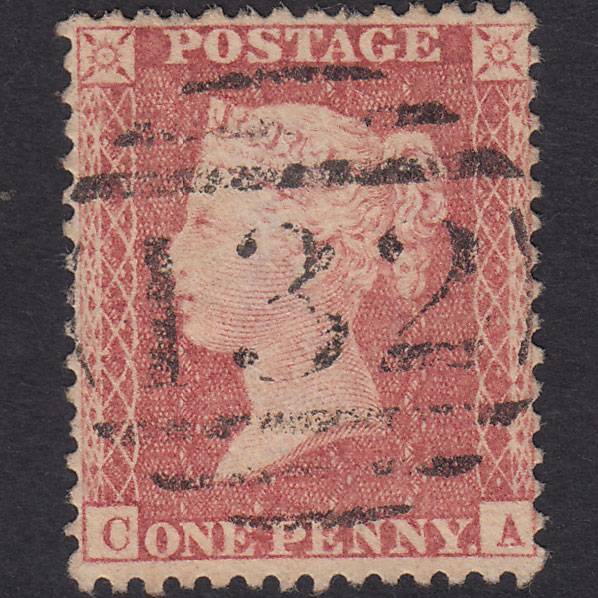 GB QV 1857 1d Pale Rose Plate 27 SG39-C10(3) CA GU Brighton 132