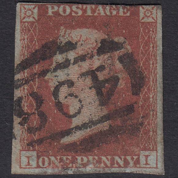GB QV 1841 1d Red-Brown Plate 154 SG8-B2(1) II GU 3M Manchester 498