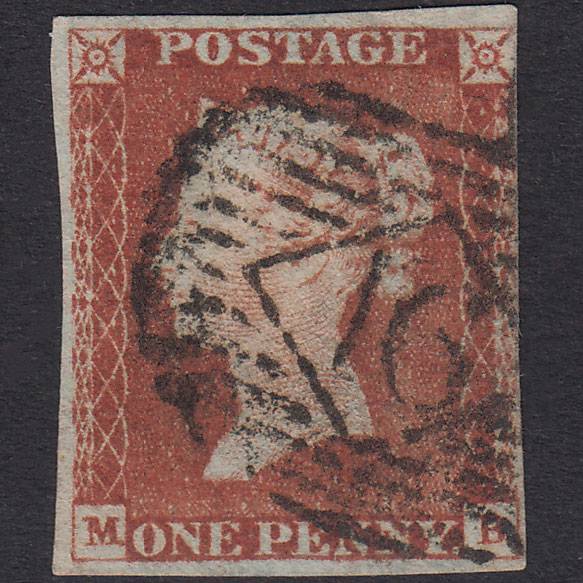 GB QV 1841 1d Red-Brown Plate 46 SG8-B1(1) MB GU Nr 4 Margins London Is 16