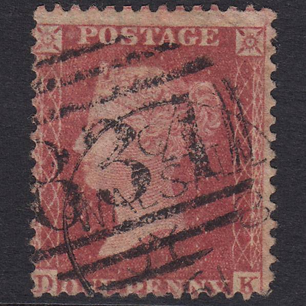 GB QV 1857 1d Rose-Red Plate 57 SG40-C10(1) DK FU Walsall 834