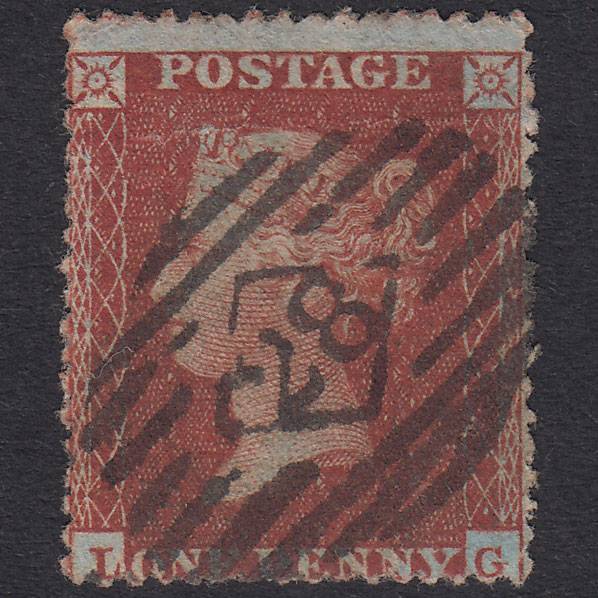 GB QV 1855 1d Plate 3 SG21-C4(1) LG GU London IS 28 Fluffy Perfs