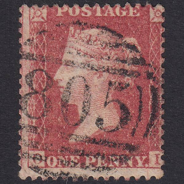 GB QV 1857 1d Rose-Red Plate 43 SG40-C10(1) OI-OJ FU Torquay 805