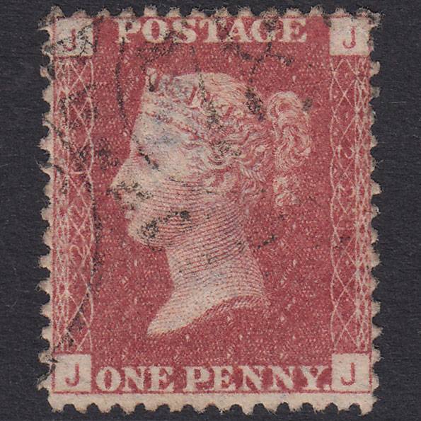 GB QV 1864 1d Lake-Red Plate 221 SG44-G1(2) JJ VFU Light Cancel