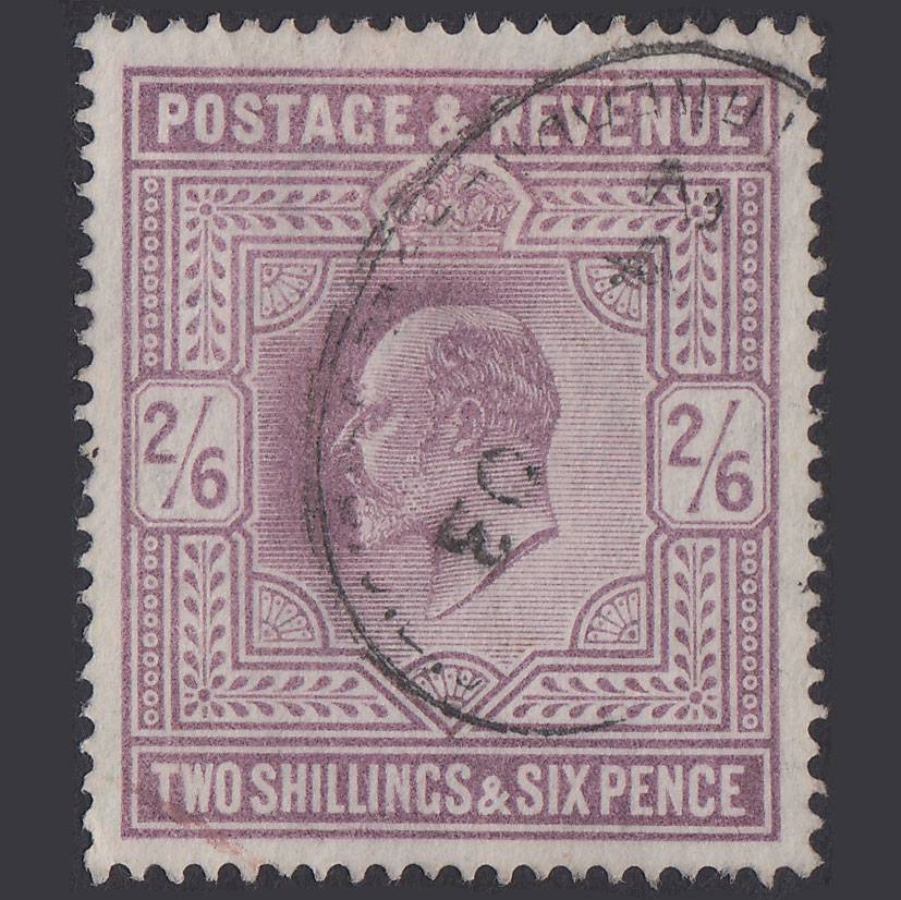 GB KE7 1902 2/6 Lilac SG260-M48(1) VFU Light Cancel Very Well Centred