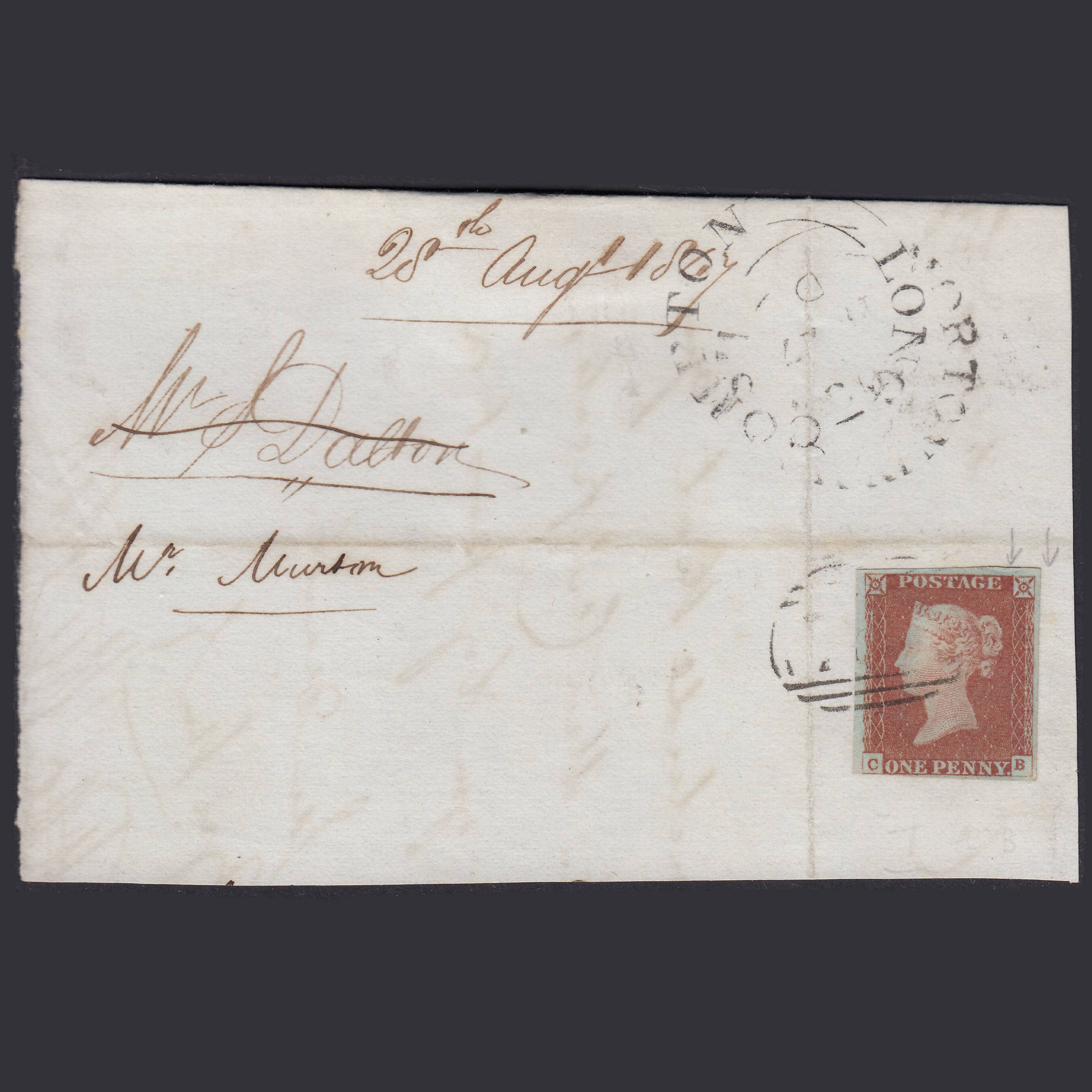GB QV 1841 1d Plate 71 SG8-B1(1) CB FU 4M On Piece Long Compton Town PMK