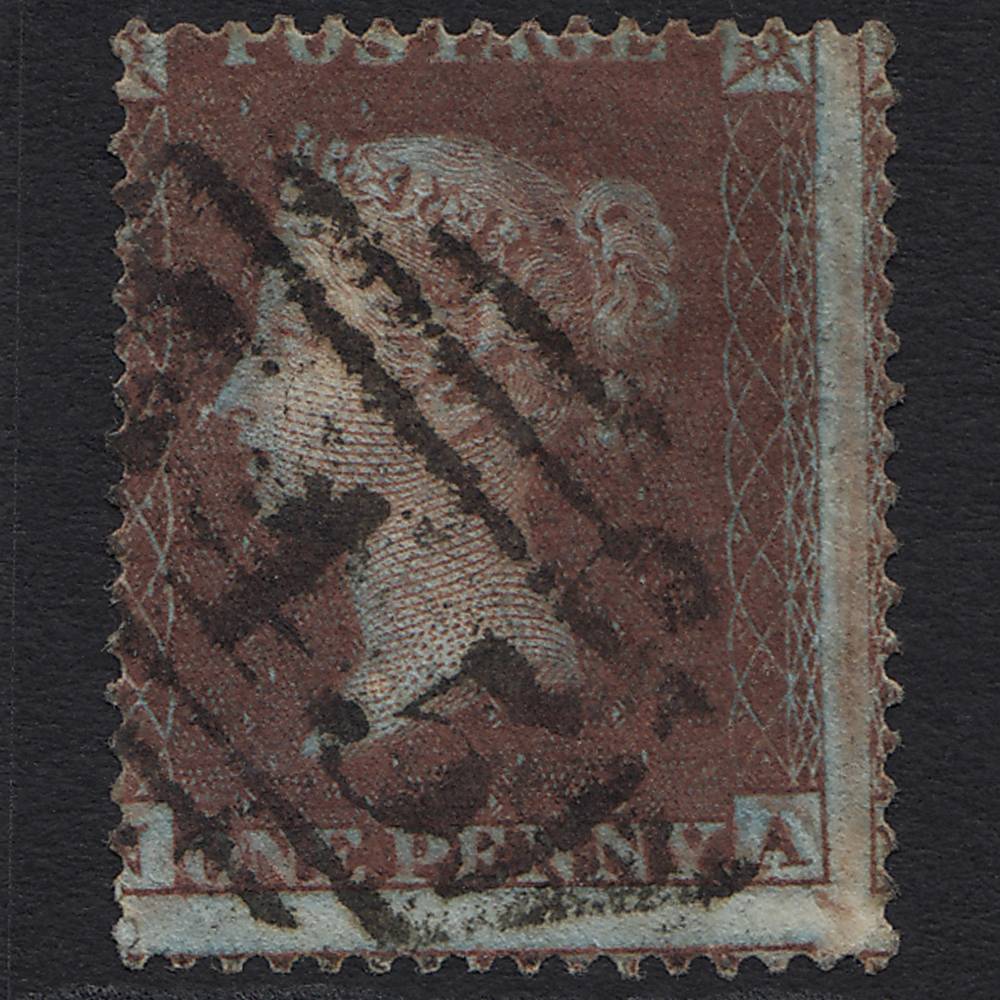 GB QV 1854 1d Plum (Plate 201) C1(4)-sg17 NA FU Newcastle 545 Cat£1500