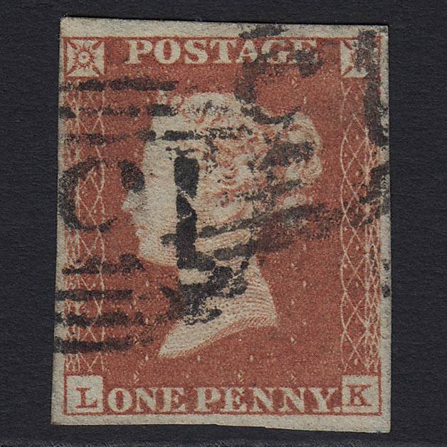 GB QV 1841 1d Red-brown (Plate 97) (SG8) 'LK' FU 4 Margins