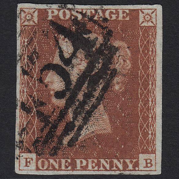 GB QV 1841 1d Deep Red-brown Pl 47 SG10-B1(4) FB FU Leominster 454 4M