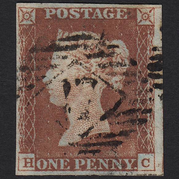 GB QV 1841 1d Pale Red-brown Pl 60 SG9-B1(3) HC FU London IS 17 4 Margins