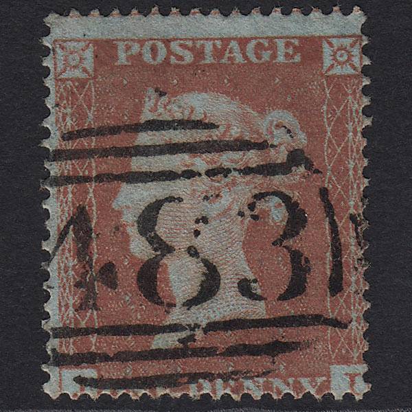 GB QV 1854 1d (Plate 176) SG17-C1(1) JI FU Lutterworth 483 Missing Imprimatur