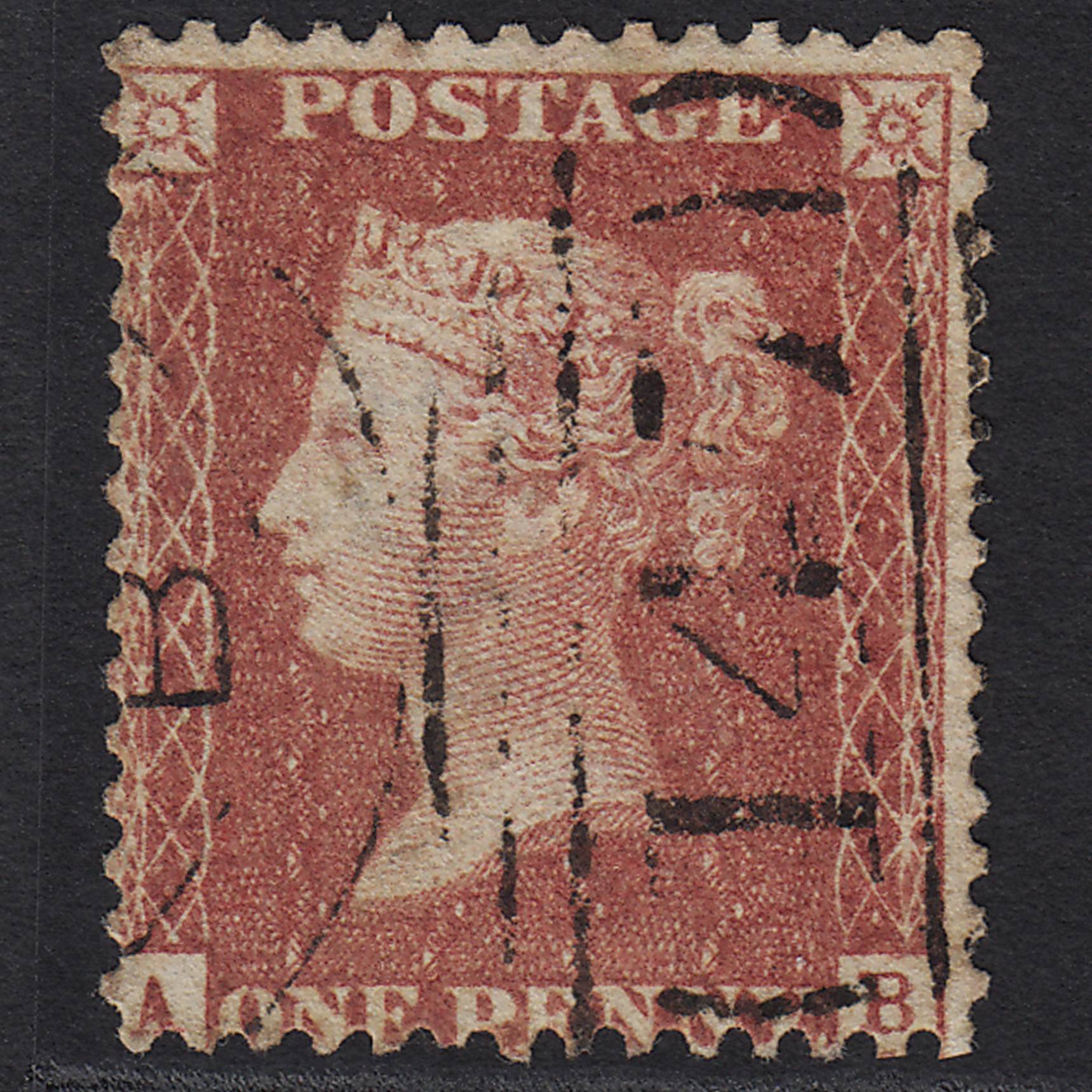 GB QV 1857 1d Rose-red SG40-C10(1) AB GU Bungay 147 Sideways Duplex