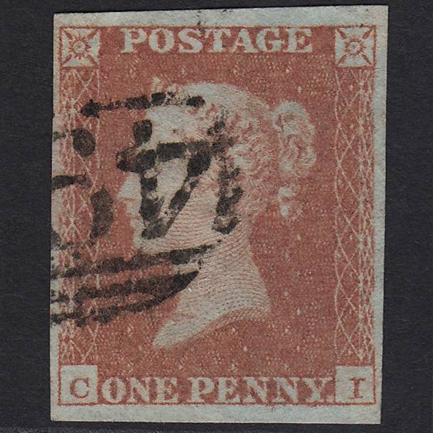 GB QV 1841 1d Red-brown (Plate 95) SG8-B1(1) CI FU 4 Margins