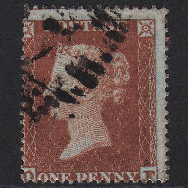 GB QV 1854 1d Red-brown (Plate 195) SG17-C1(1) OF GU in Scotland Large Misperf