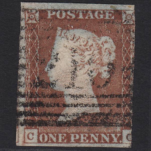 GB QV 1841 1d Pale Red-brown SG9-B1(3) CC GU Kirkcaldy 210