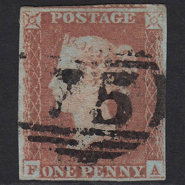 GB QV 1841 1d Red-brown Pl 75 SG8-B1(1) FA FU 4 Margins Birmingham 75