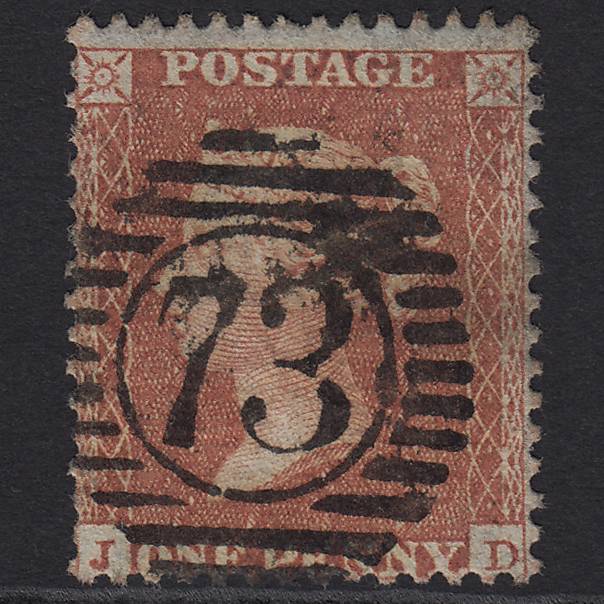 GB QV 1855 1d Red-brown (Plate 4) SGC6(1) JD GU London D&S 73