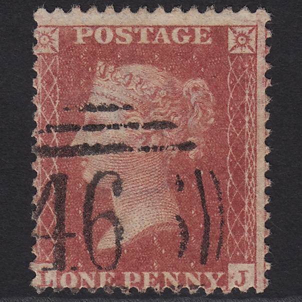 GB QV 1857 1d Rose-red (Plate 52) SG40-C10(1) LJ FU Liverpool 466 Misperf