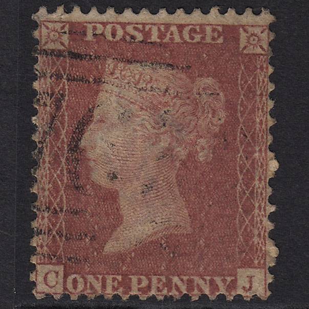 GB QV 1857 1d Rose-red (Plate 59) SG40-C10(1) CJ GU Light Cancel