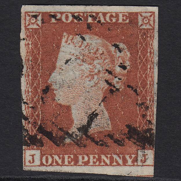 GB QV 1841 1d (Plate 142) SG8-B2(1) JJ FU 4M Imperf Light Irish Cancel