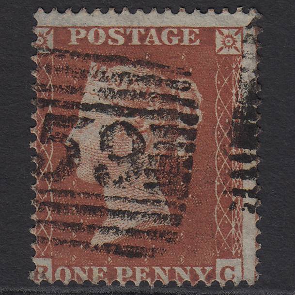 GB QV 1854 1d Red-brown (Plate 166) SG17-C1(1) RC FU Glasgow 159 Misperf