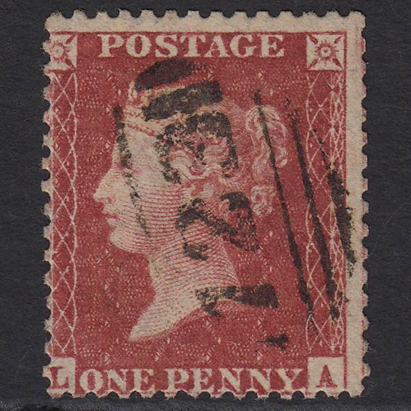 GB QV 1857 1d Deep Rose-red (Plate 37) SG41-C10(4) LA GU Southampton 723