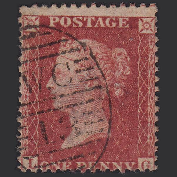 GB QV 1857 1d Rose-red (Plate 57) SG40-C10(1) LG FU London D&S WC13 Misperf