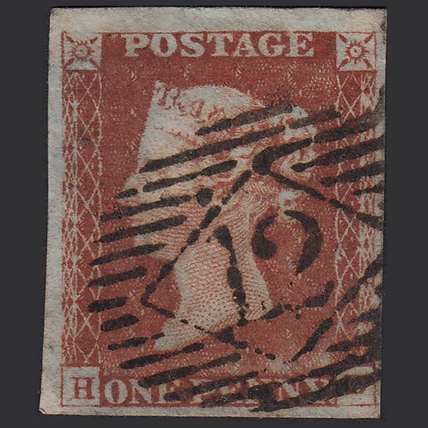 GB QV 1841 1d Red-brown (Plate 53) SG8-B1(1) HD FU 4M Imperf London IS 12