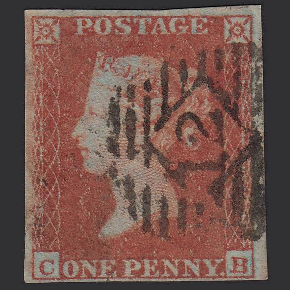 GB QV 1841 1d Red-brown Pl 152 SG8-B2(1) CB FU 4M Imperfs London IS 12