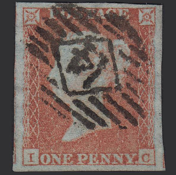 GB QV 1841 1d (Plate 112) SG8-B1(1) IC FU 4M Imperf London IS 14
