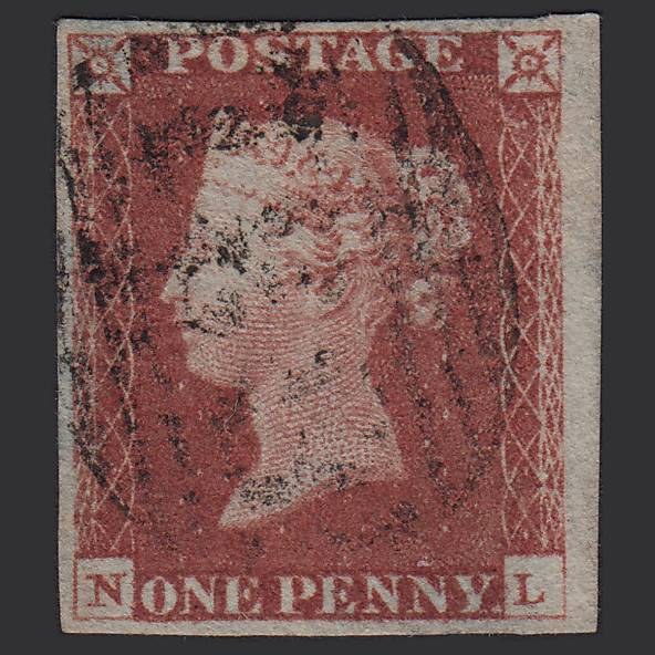 GB QV 1841 1d Red-brown (Plate 52) SG8-B1(1) NL FU 4M Imperf