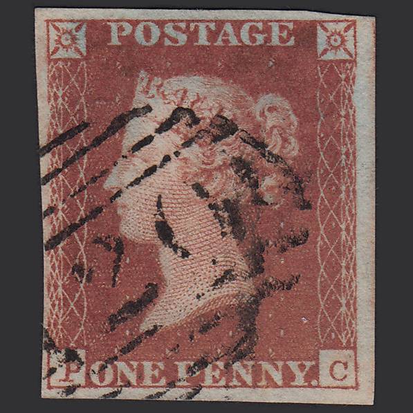 GB QV 1841 1d Red-brown Pl 101 SG8-B1(1) PC FU 4M Imperf Bridgend 120