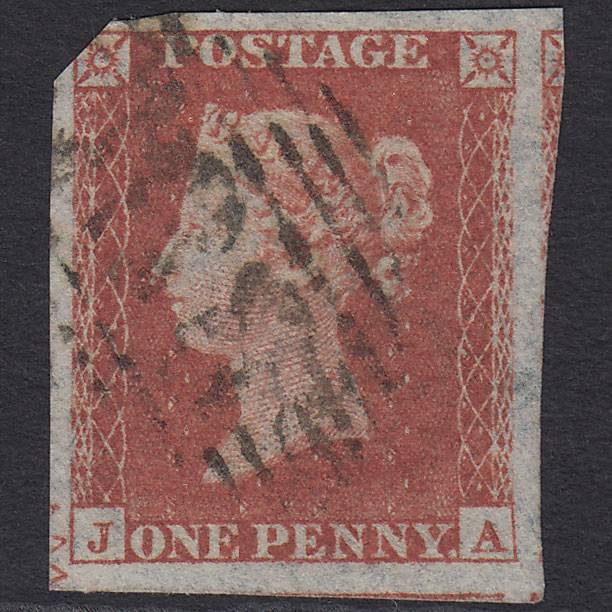 GB QV 1841 1d (Plate 163) SG8-B2(1) Blue Head JA GU Ornament Thin Paper
