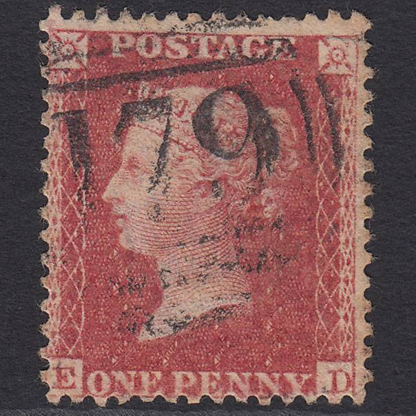 GB QV 1857 1d Rose-red (Plate 60) SG40-C10(1) ED GU Chertsey 179