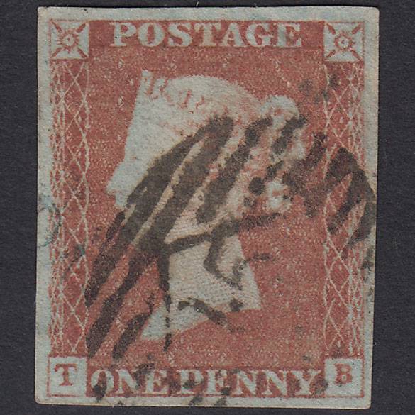 GB QV 1841 1d Pl 73 SG8-B1(1) TB GU 4M London IS 15 & Partial Blue Pmk