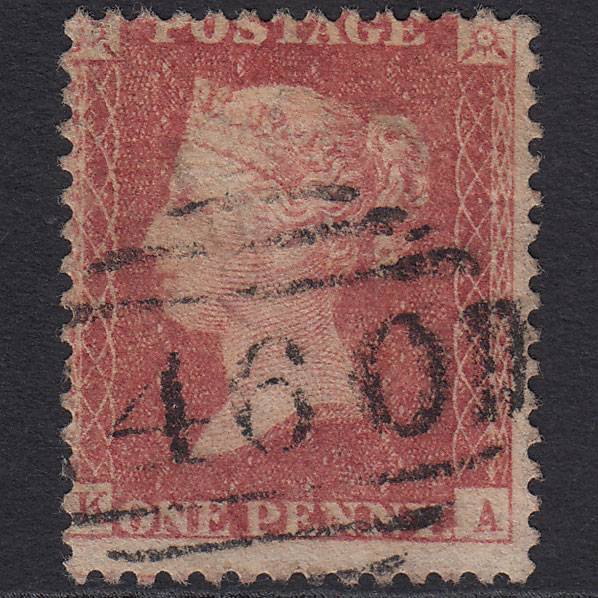 GB QV 1857 1d Rose-red (Plate 55) SG40-C10(1) KA FU Wragby 460 Misperf