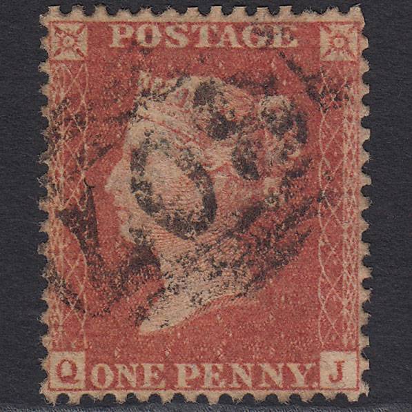 GB QV 1857 1d Dull Red Transitional (Plate 27) SGC9(5) QJ GU Totnes 807