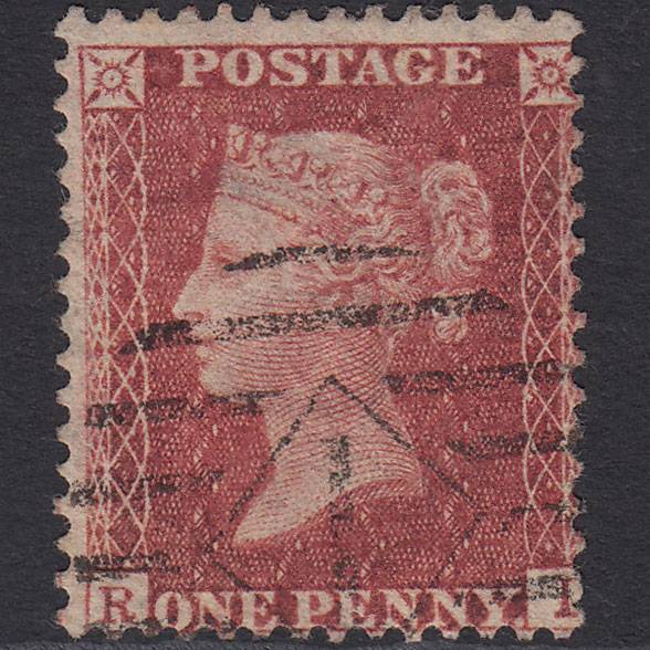 GB QV 1857 1d Deep Rose-red Pl 36 SG41-C10(4) RI FU Pearson Hill No.1