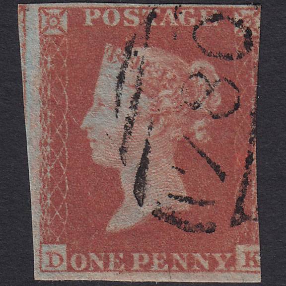 GB QV 1841 1d Red-brown Pl 135 SG8-B2(1) DK GU 3 Margins Tavistock 780