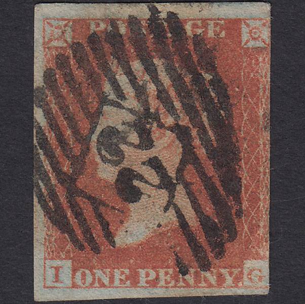 GB QV 1841 1d Red-brown Pl 147 SG8-B2(1) IG GU 3 Margins London IS 22