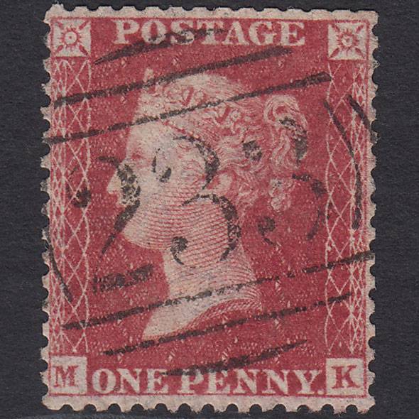 GB QV 1857 1d Deep Rose-red (Plate 43) SG41-C10(4) MK GU Darlington 233
