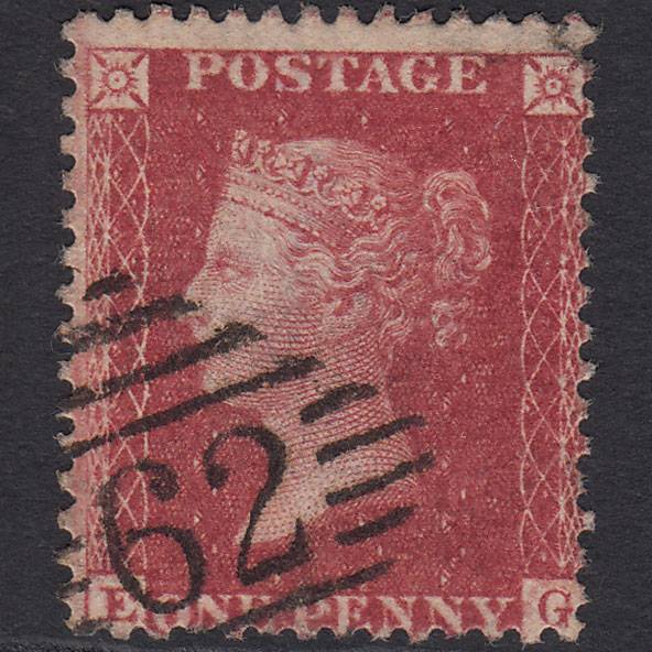 GB QV 1857 1d Deep Rose-red (Plate 52) SG41-C10(4) EG GU Belfast 62