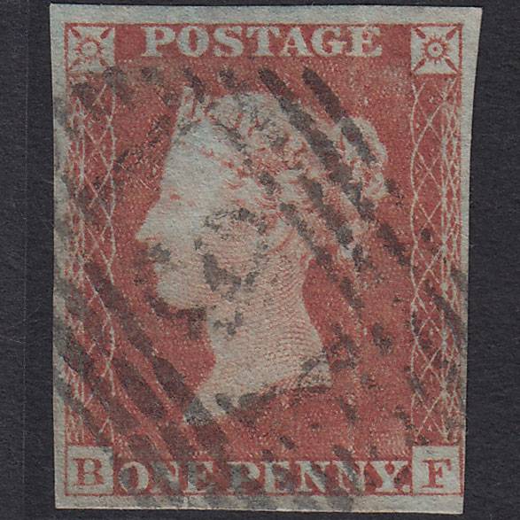 GB QV 1841 1d Red-brown Pl 157 SG8-B2(1) BF FU 4 Margins Kinaldie 191
