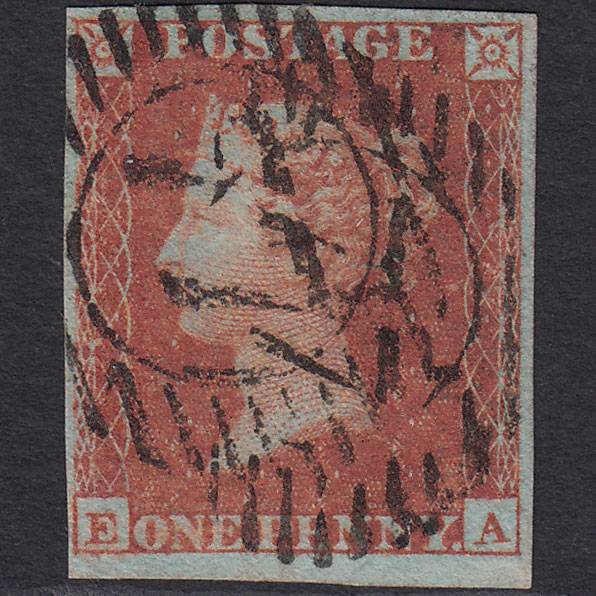 GB QV 1841 1d Red-brown Pl 150 SG8-B2(1) EA FU 4 Margins London D&S 77