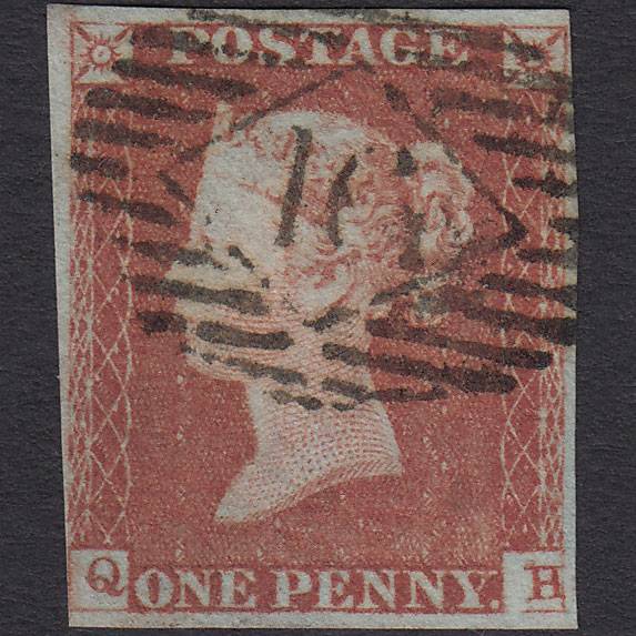 GB QV 1841 1d Red-brown (Plate 81) SG8-B1(1) QH FU 4 Margins London IS 16
